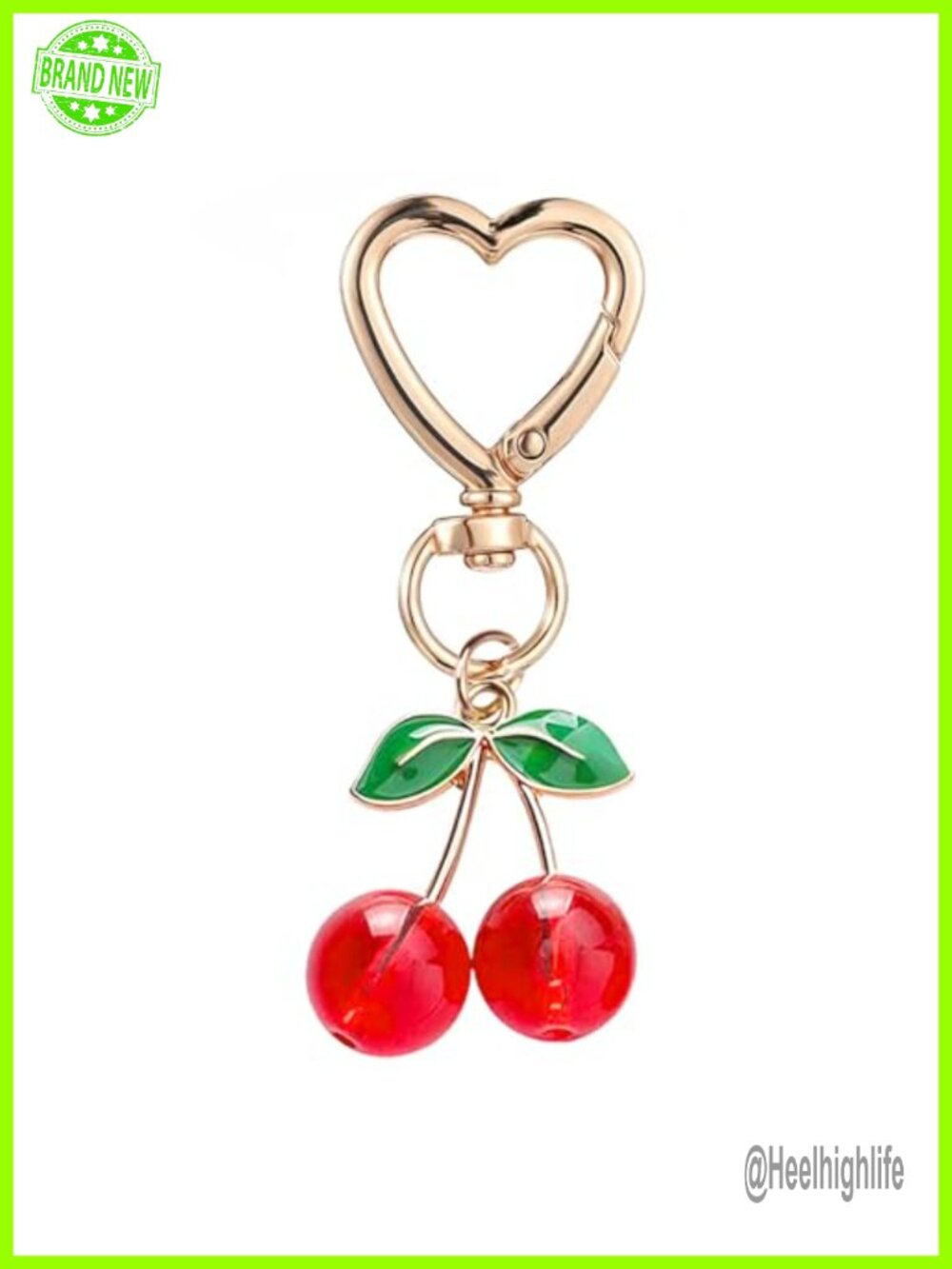 Kawaii Cherry Keychain Bag Charm Acrylic Metal Handmade Keys Decor